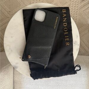 Bandolier Black Leather Crossbody Phone Case for iPhone 11 ProMax